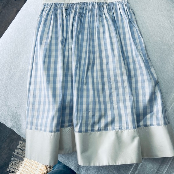 Blue and cream silk dress for little girls - Picture 4 of 7
